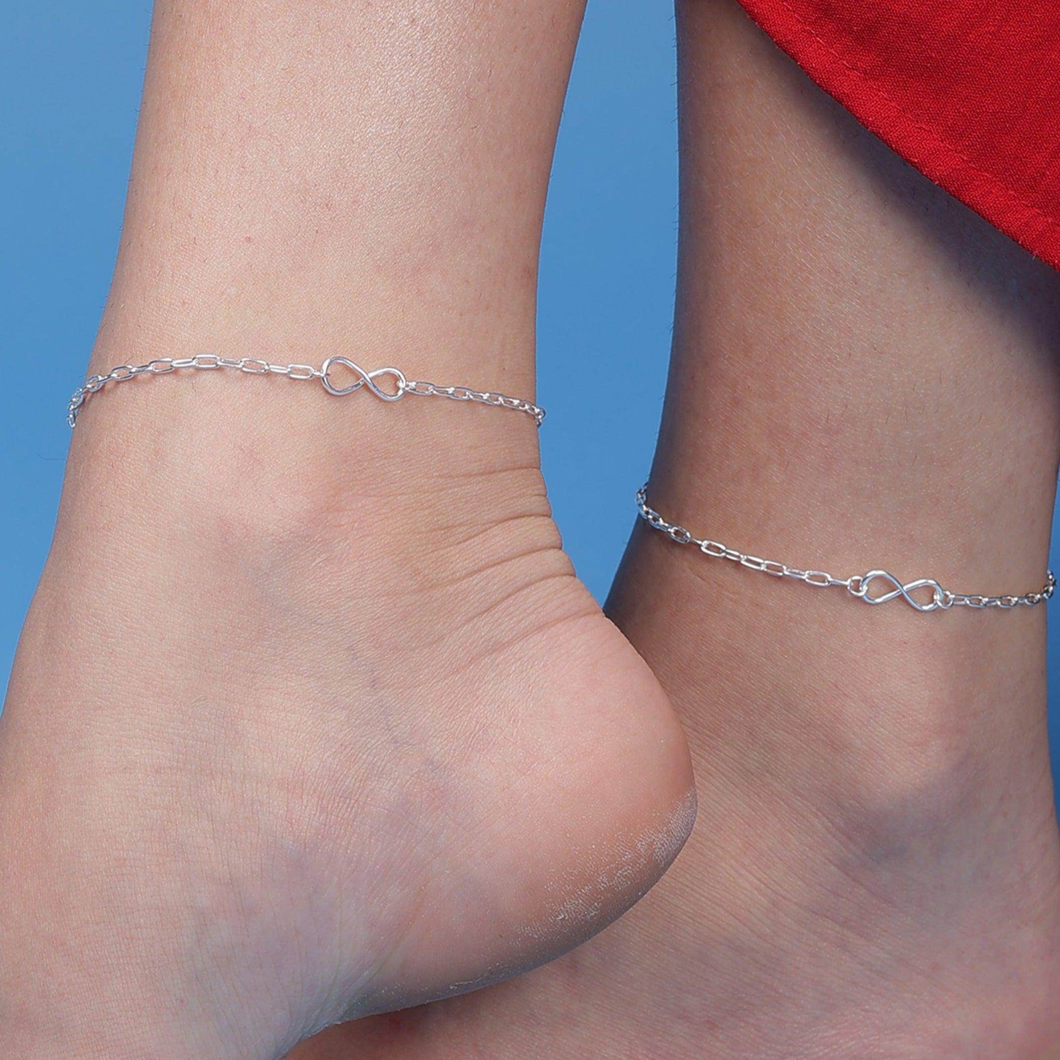 Silver Infinity Anklets